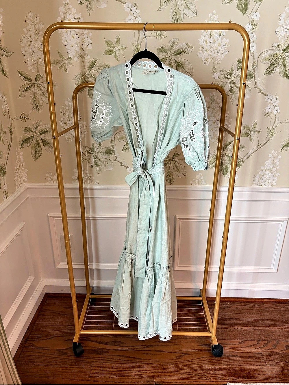 Fanm Mon Floral Maxi Dress in Green & White Size Small Like New